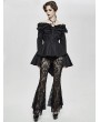 Eva Lady Black Romantic Elegant Gothic Flower Off-the-Shoulder Long Sleeve Blouse for Women