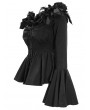 Eva Lady Black Romantic Elegant Gothic Flower Off-the-Shoulder Long Sleeve Blouse for Women