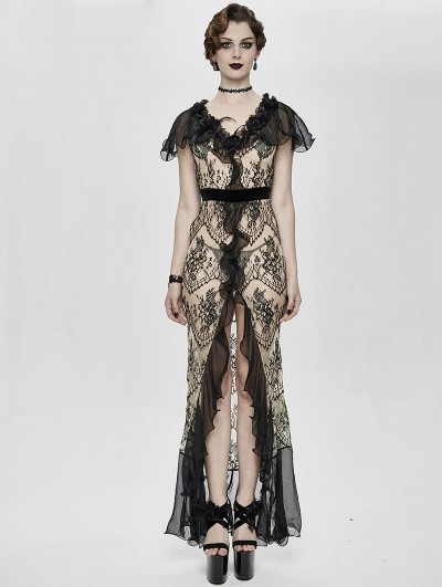 Eva Lady Vintage Elegant Gothic Sexy Lace Long Party Dress