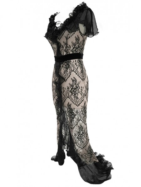 Eva Lady Vintage Elegant Gothic Sexy Lace Long Party Dress ...