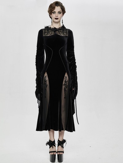 Eva Lady Black Sexy Gothic Velvet Long Party Dress