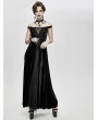 Eva Lady Black Vintage Sexy Gothic Off-the-Shoulder Velvet Long Prom Party Dress