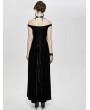 Eva Lady Black Vintage Sexy Gothic Off-the-Shoulder Velvet Long Prom Party Dress