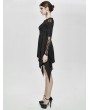 Eva Lady Black Vintage Gothic Jacquard Short Irregular Dress