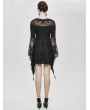 Eva Lady Black Vintage Gothic Jacquard Short Irregular Dress