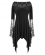 Eva Lady Black Vintage Gothic Jacquard Short Irregular Dress