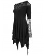 Eva Lady Black Vintage Gothic Jacquard Short Irregular Dress