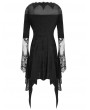 Eva Lady Black Vintage Gothic Jacquard Short Irregular Dress