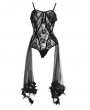 Eva Lady Black Sexy Gothic Transparent Lace Flower Corset Top for Women