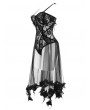 Eva Lady Black Sexy Gothic Transparent Lace Flower Corset Top for Women