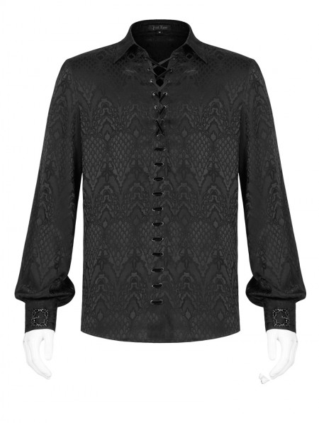 Punk Rave Black Gothic Jacquard Long Sleeve Casual Shirt for Men ...