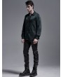 Punk Rave Dark Green Gothic Jacquard Long Sleeve Casual Shirt for Men