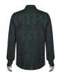 Punk Rave Dark Green Gothic Jacquard Long Sleeve Casual Shirt for Men