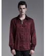 Punk Rave Dark Red Gothic Jacquard Long Sleeve Casual Shirt for Men