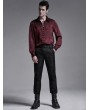 Punk Rave Dark Red Gothic Jacquard Long Sleeve Casual Shirt for Men