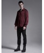 Punk Rave Dark Red Gothic Jacquard Long Sleeve Casual Shirt for Men