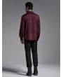 Punk Rave Dark Red Gothic Jacquard Long Sleeve Casual Shirt for Men