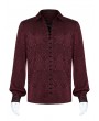 Punk Rave Dark Red Gothic Jacquard Long Sleeve Casual Shirt for Men