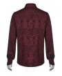 Punk Rave Dark Red Gothic Jacquard Long Sleeve Casual Shirt for Men