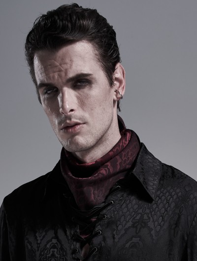 Punk Rave Dark Red Vintage Gothic Scarf for Men