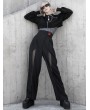 Punk Rave Black Street Fashion Gothic Punk Grunge Loose Mini Coat for Women