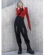 Punk Rave Black Women's Gothic Grunge Flared Long Daily Wear Trousers with Detachable Belt