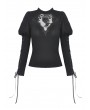 Dark in Love Black Vintage Gothic Lace Long Sleeve Daily Wear T-Shirt for Women