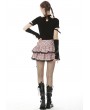 Dark in Love Pink Plaid Sweet Gothic Rock Heart Mini Skirt