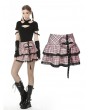 Dark in Love Pink Plaid Sweet Gothic Rock Heart Mini Skirt