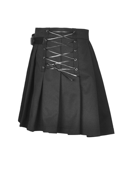 Dark in Love Black Gothic Punk Grunge Irreqular Pleated Short Skirt ...