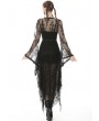 Dark in Love Black Romantic Lace Gothic Sexy Daily Wear Long Trench Coat for Women