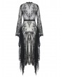 Dark in Love Black Romantic Lace Gothic Sexy Daily Wear Long Trench Coat for Women