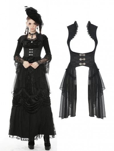 Dark in Love Black Retro Gothic Tail Waistcoat for Women