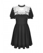 Dark in Love Black and White Sweet Gothic Hollowed-out Heart Short Dress