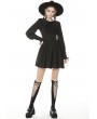 Dark in Love Black Sweet Gothic Long Lantern Sleeve Short Daily Wear Dress