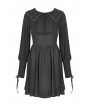 Dark in Love Black Sweet Gothic Long Lantern Sleeve Short Daily Wear Dress