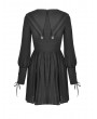 Dark in Love Black Sweet Gothic Long Lantern Sleeve Short Daily Wear Dress