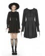 Dark in Love Black Sweet Gothic Long Lantern Sleeve Short Daily Wear Dress