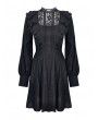 Dark in Love Black Gothic Lace Long Sleeve Short Daily Wear Dress