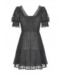 Dark in Love Black Gothic Lace Short Sleeve Daily Wear Dress