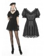 Dark in Love Black Gothic Lace Short Sleeve Daily Wear Dress