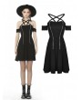 Dark in Love Black Sexy Gothic Punk Off-the-Shoulder Pentagram Short Daily Wear Dress