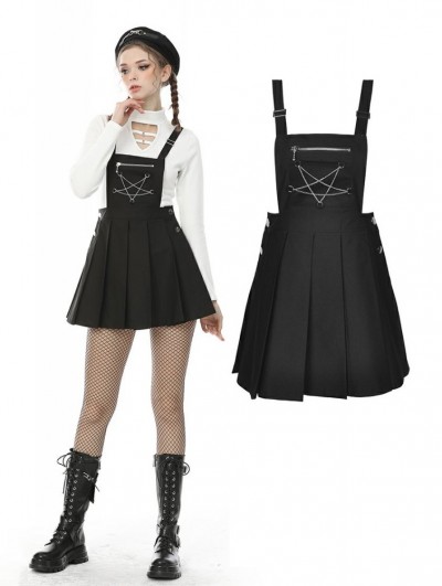 Dark in Love Black Gothic Punk Grunge Star Chain Suspender Skirt