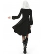 Dark in Love Black and White Retro Gothic Hooded High-Low Dress