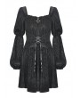 Dark in Love Black Vintage Gothic Long Puff Sleeve Short Casual Dress