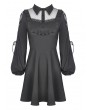 Dark in Love Black Sweet Gothic Doll Collar Long Lantern Sleeve Short Daily Wear Dress