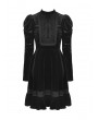 Dark in Love Black Vintage Gothic Velvet Long Sleeve Short Dress