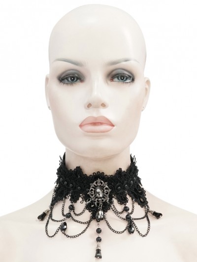 Eva Lady Black Dark Gothic Chain Lace Necklace