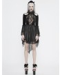 Eva Lady Black Sexy Gothic Hollwed-out Velvet Lace High-low Dress