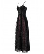 Eva Lady Black and Red Vintage Gothic Velvet Long Party Dress